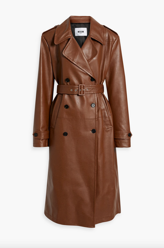 MSGM FAUX LEATHER TRENCH COAT