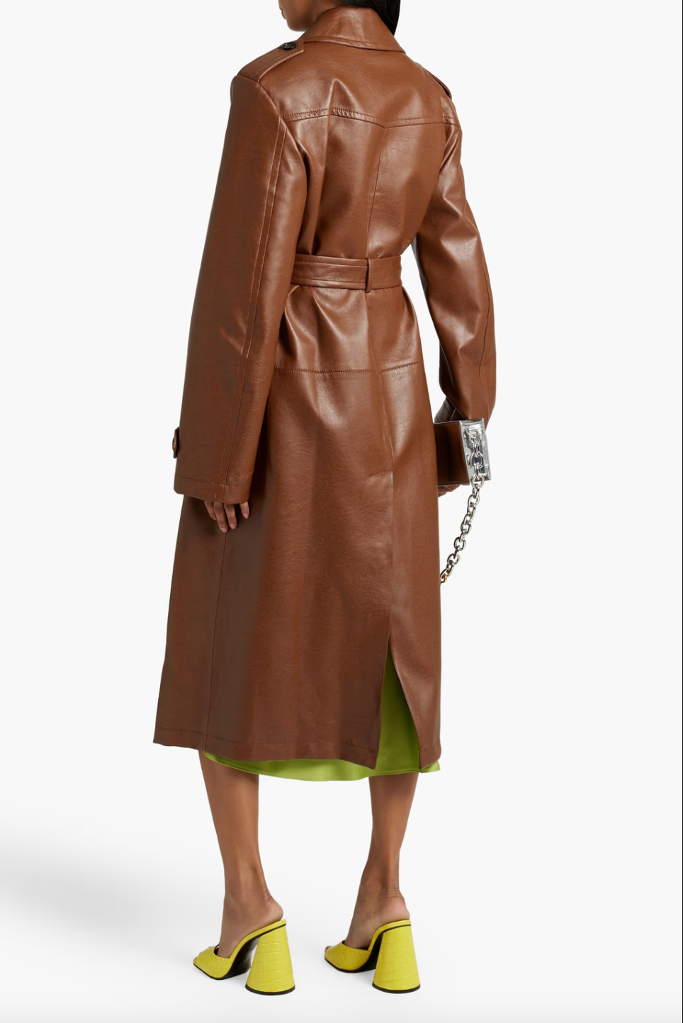 MSGM FAUX LEATHER TRENCH COAT