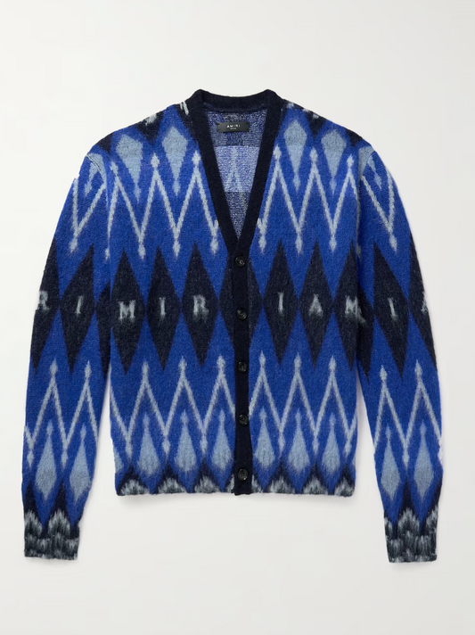 AMIRI BRUSHED JACQUARD-KNIT CARDIGAN