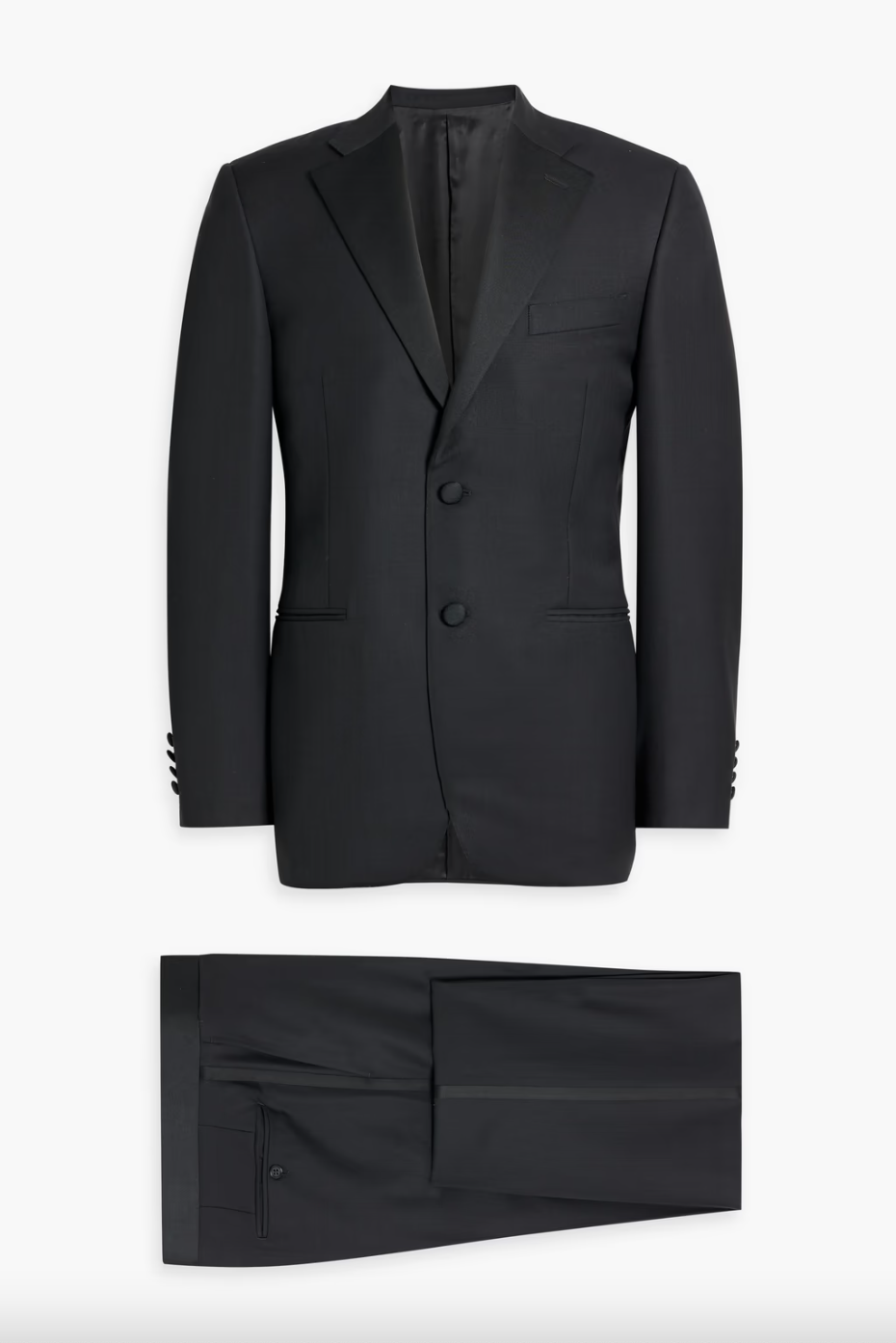 CANALI SATIN-TRIMMED WOOL SUIT