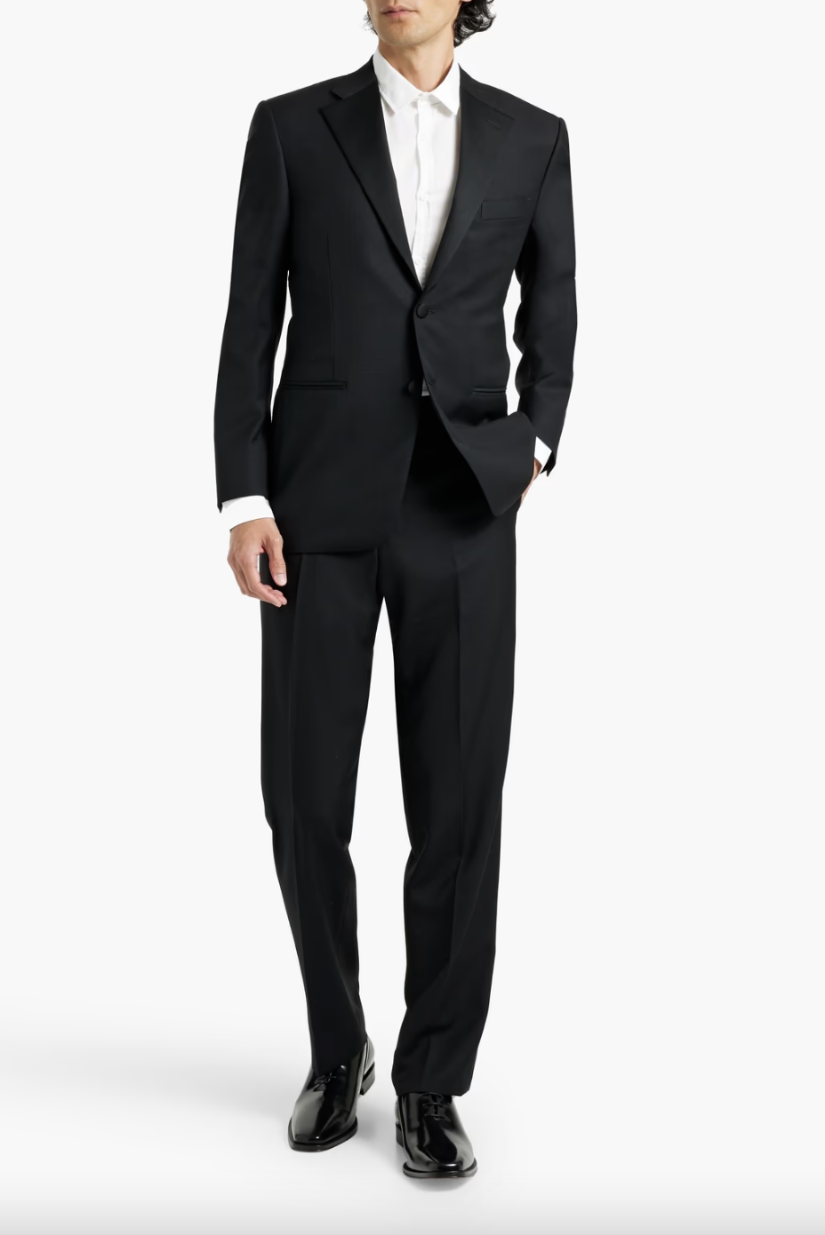 CANALI SATIN-TRIMMED WOOL SUIT