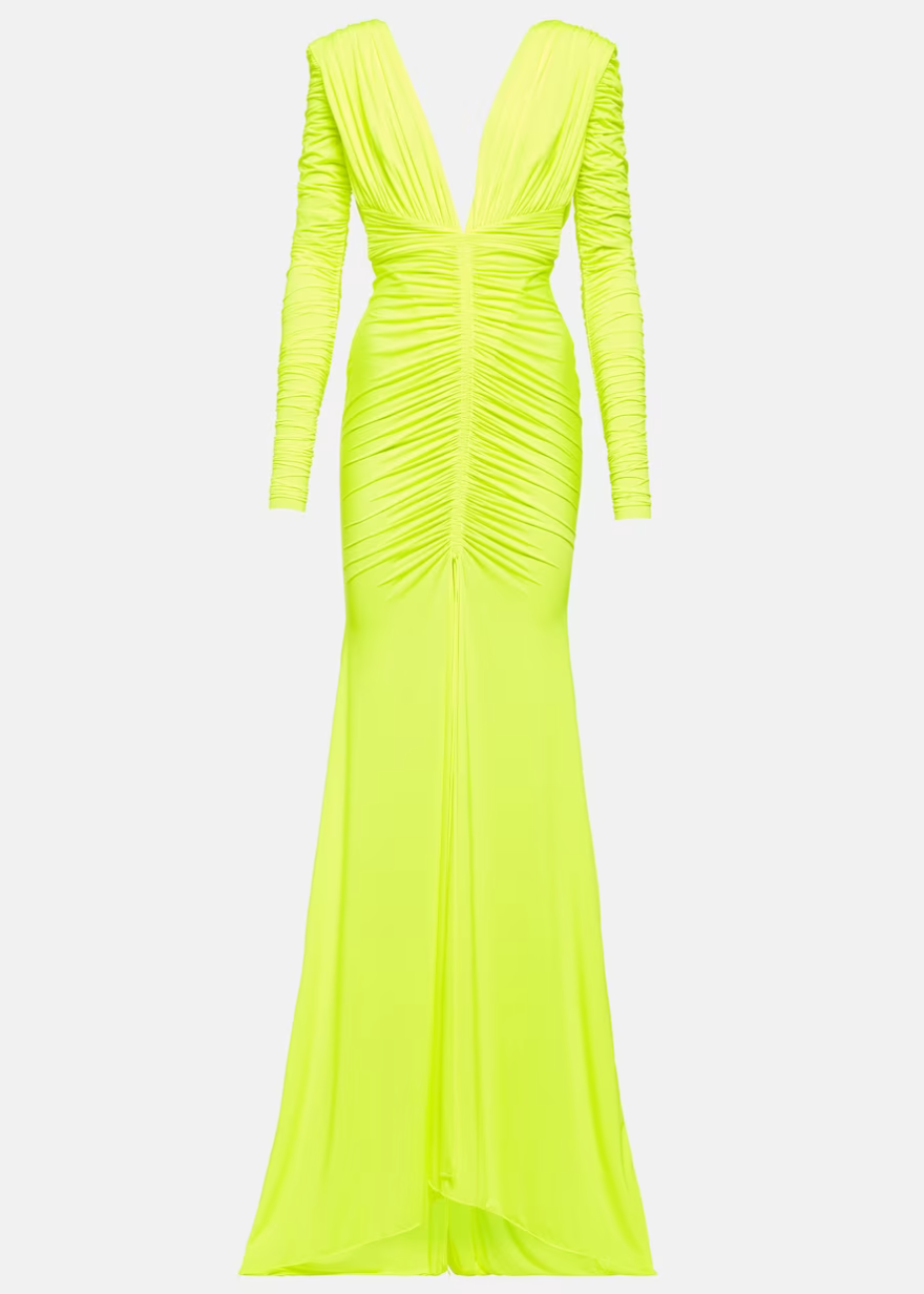 ALEX PERRY RUCHED SATIN GOWN