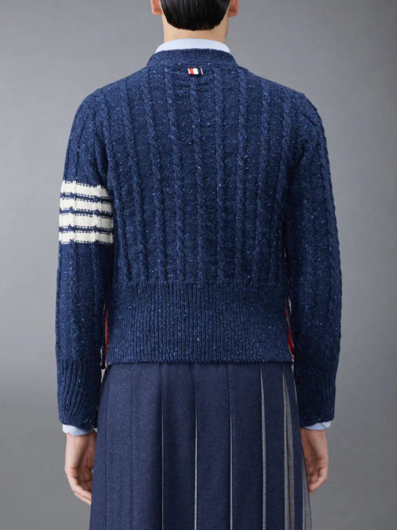 THOM BROWNE DONEGAL TWIST CABLE 4-BAR CARDIGAN