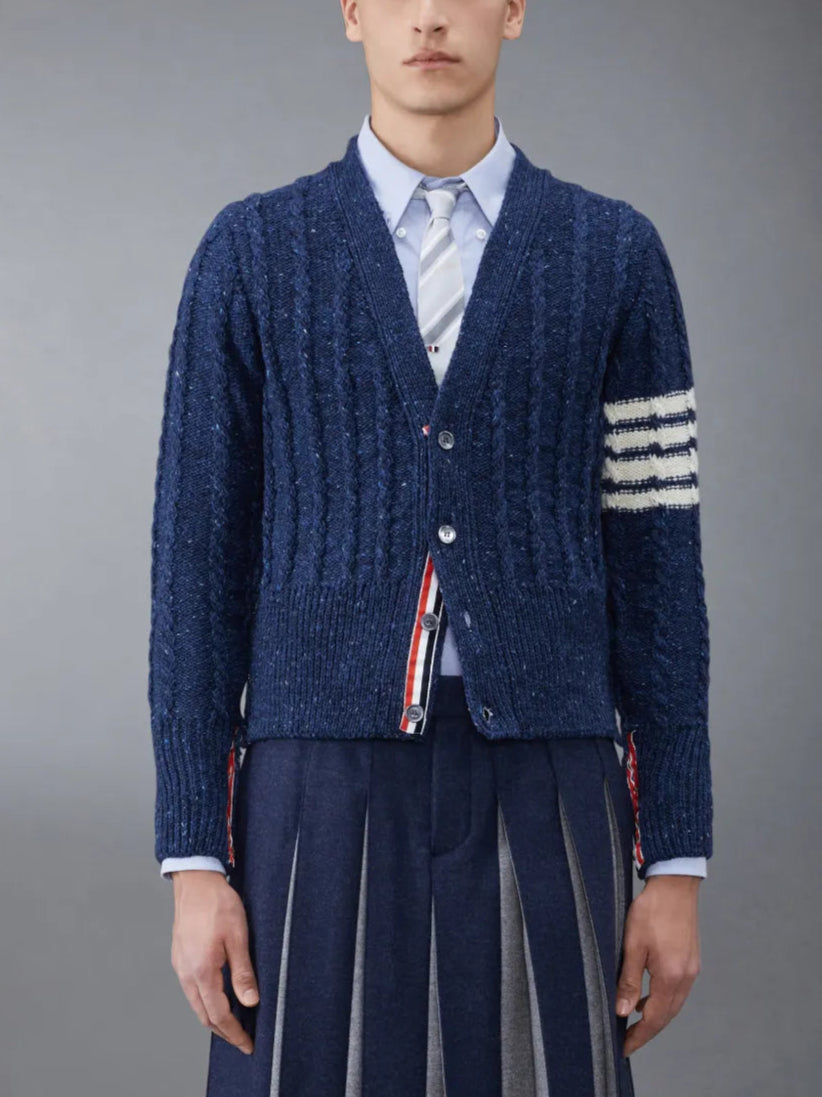 THOM BROWNE DONEGAL TWIST CABLE 4-BAR CARDIGAN