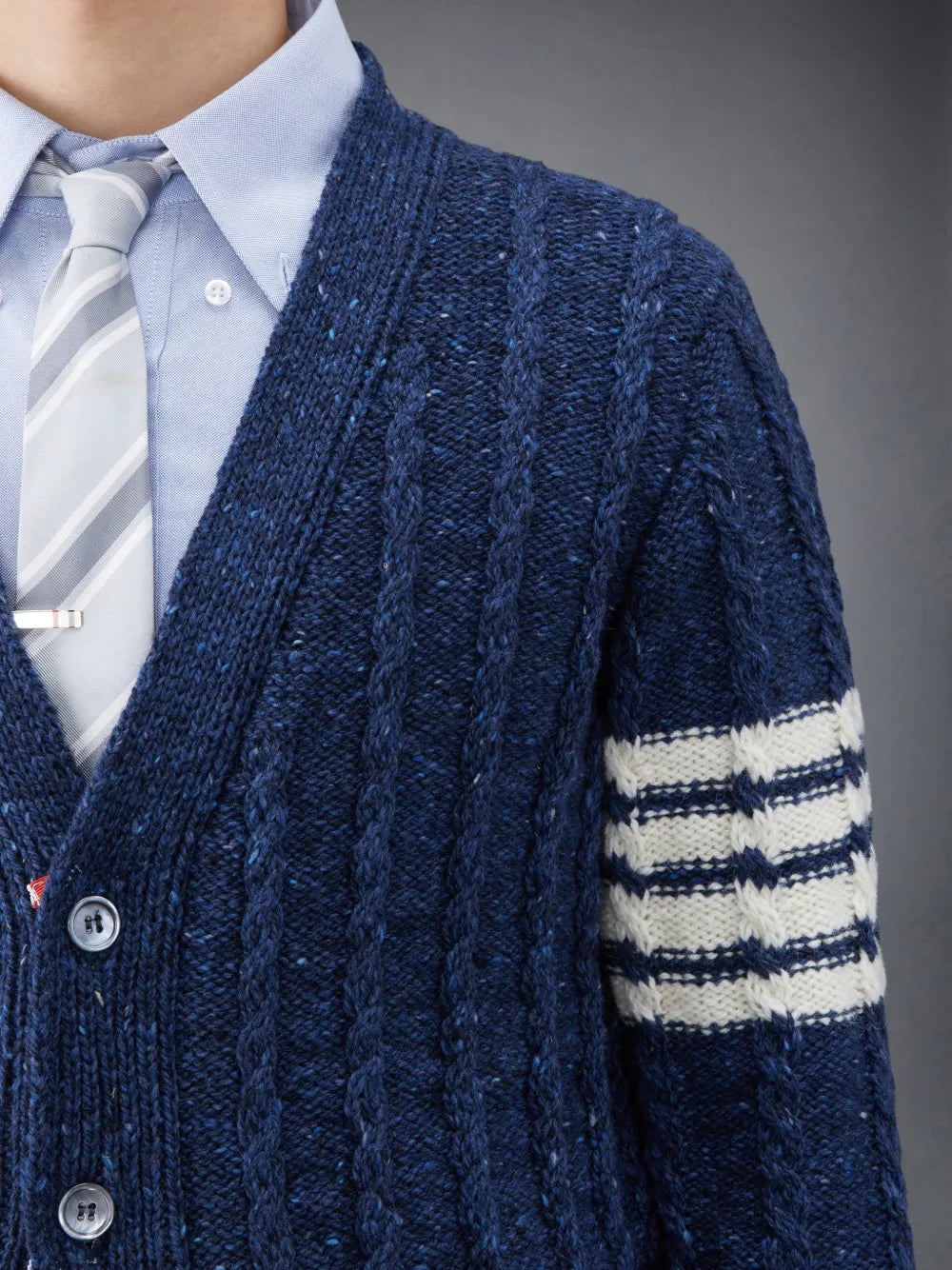 THOM BROWNE DONEGAL TWIST CABLE 4-BAR CARDIGAN