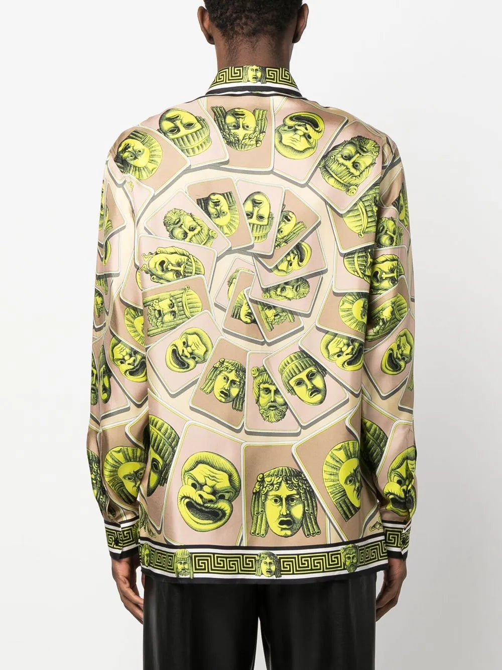 Versace Outlet: Le Maschere shirt in silk - Acid Green