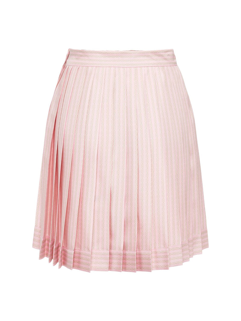 VERSACE PINSTRIPE SILK TWILL MINI SKIRT