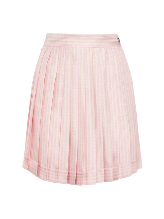 VERSACE PINSTRIPE SILK TWILL MINI SKIRT