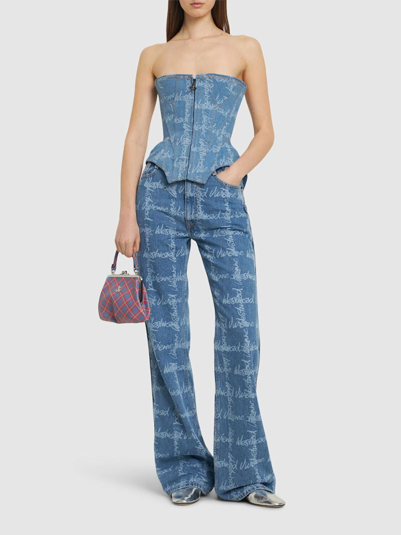 VIVIENNE WESTWOOD RAY LOGO HIGH RISE STRAIGHT JEANS