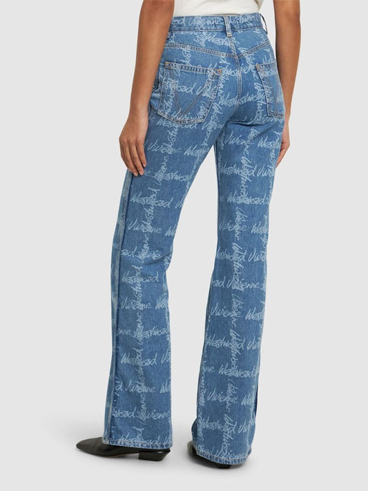 VIVIENNE WESTWOOD RAY LOGO HIGH RISE STRAIGHT JEANS
