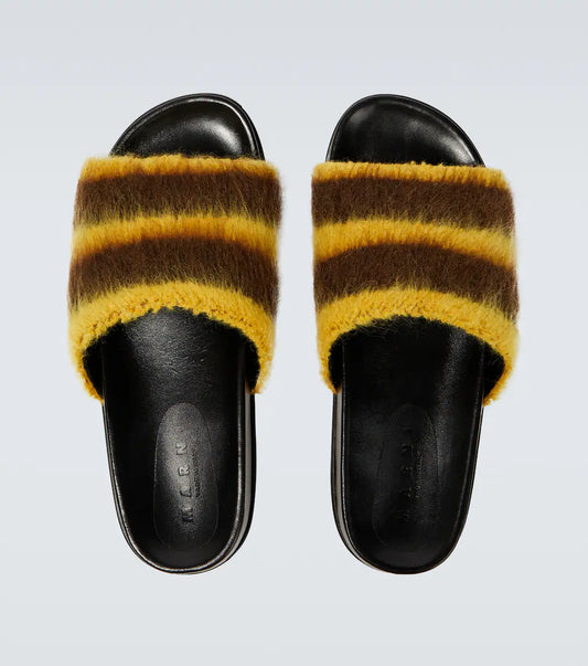 MARNI FUSSBETT STRIPED SLIDES