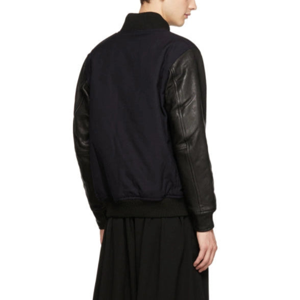 YOHJI YAMAMOTO X NEW ERA WOOL AND LEATHER BOMBER