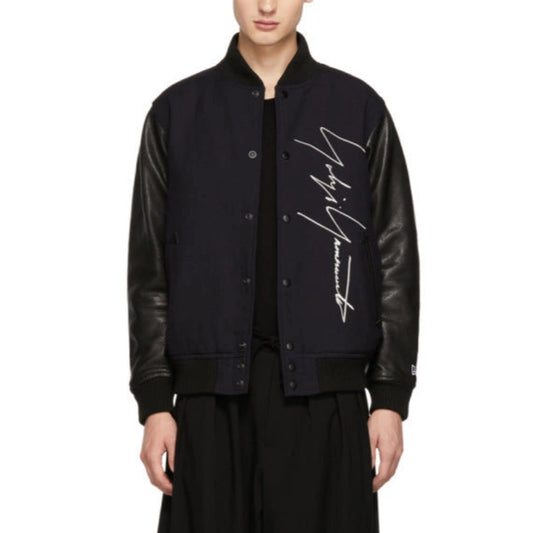 YOHJI YAMAMOTO X NEW ERA WOOL AND LEATHER BOMBER