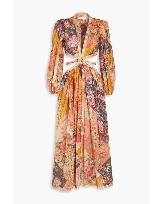 ZIMMERMANN BOW-DETAILED PRINTED MAXI DRESS