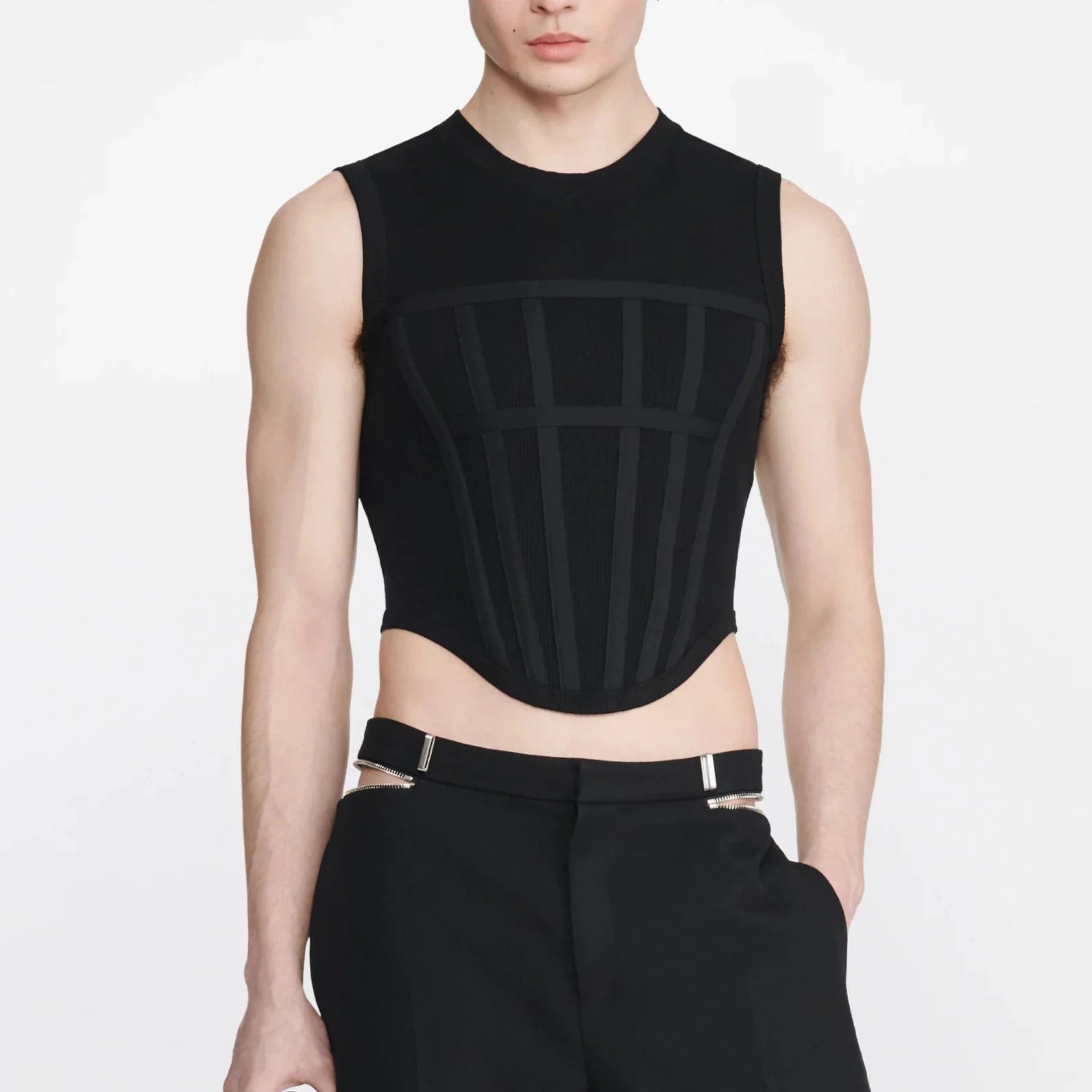 【関税込み】Dion Lee ブラック Corset Tシャツ Dion Lee Black Corset T-Shirt Dion Lee