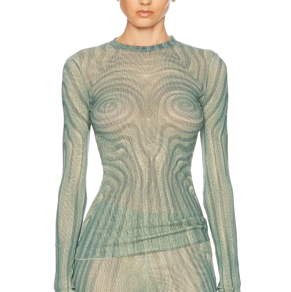 JEAN PAUL GAULTIER SPIRAL LONG SLEEVE TOP