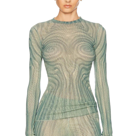 JEAN PAUL GAULTIER SPIRAL LONG SLEEVE TOP