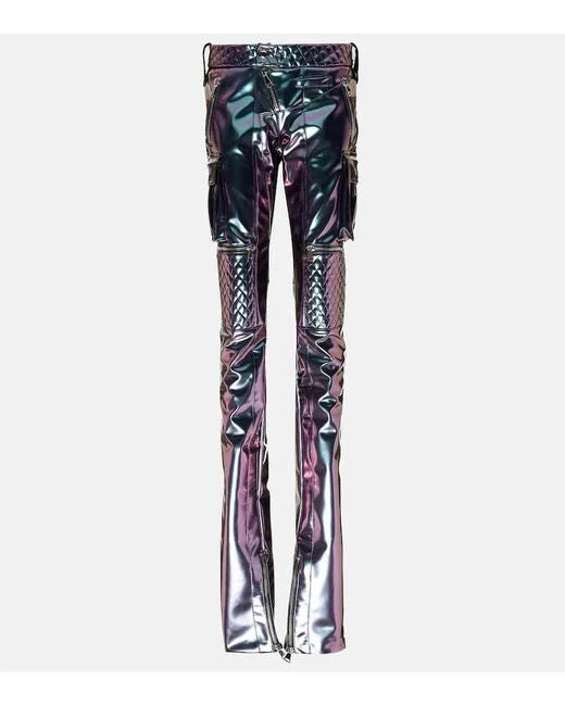 LAQUAN SMITH IRIDESCENT STRAIGHT LEG CARGO PANTS