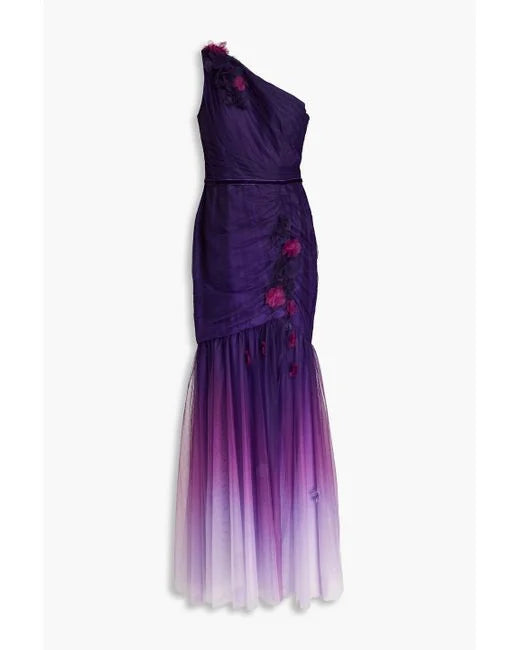 purple ombre one shoulder dress Marchesa Mini + Gymboree Ombre Rosette Tulle One Shoulder Dress