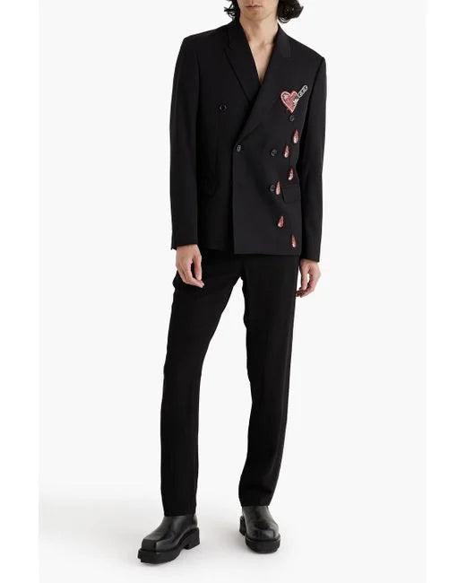 MOSCHINO DOUBLE-BREAST APPLIQUED SUIT JACKET