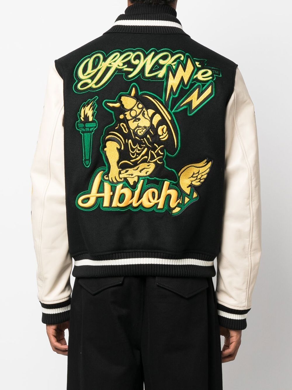 OFF-WHITE LOGO-PATCH VARSITY JACKET