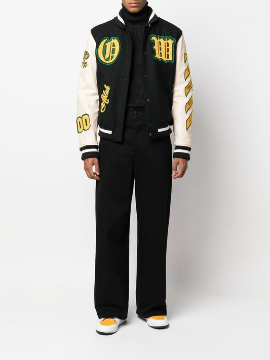 OFF-WHITE LOGO-PATCH VARSITY JACKET