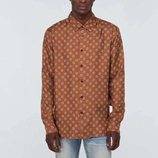 AMIRI MICRO PAISLEY SILK LONG SLEEVE SHIRT