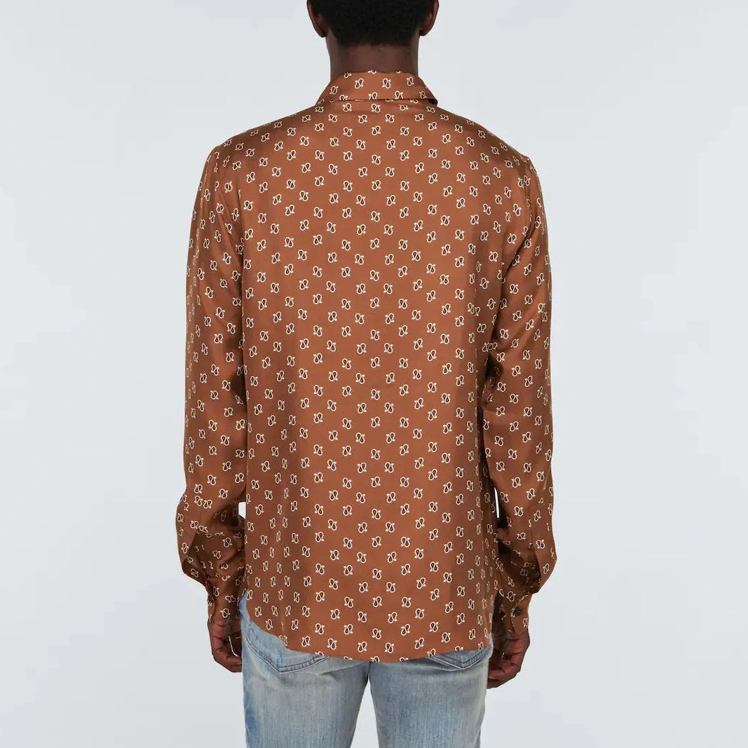 AMIRI MICRO PAISLEY SILK LONG SLEEVE SHIRT