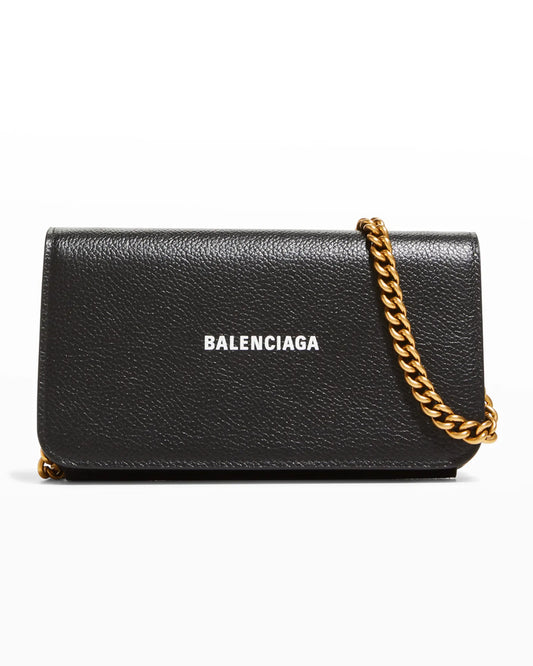 BALENCIAGA LOGO BILLFOLD WALLET ON CHAIN