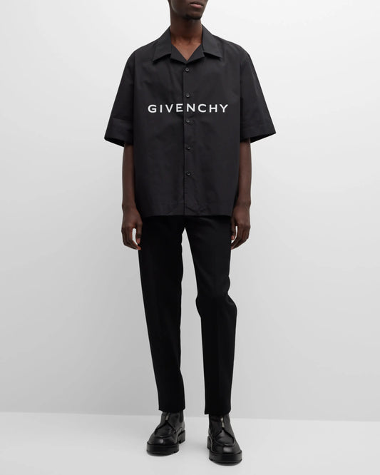GIVENCHY BOXY FIT LOGO CAMP SHIRT