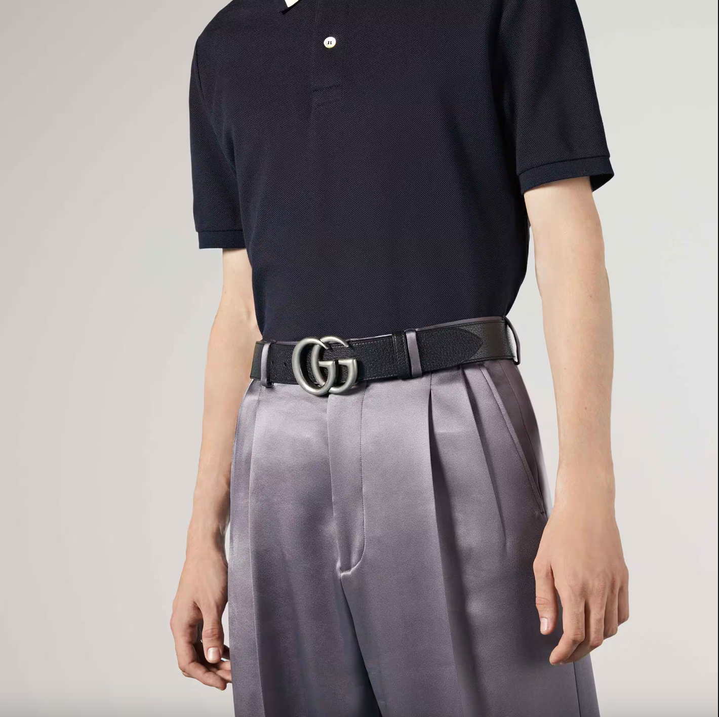 GG Marmont leather belt with shiny buckle