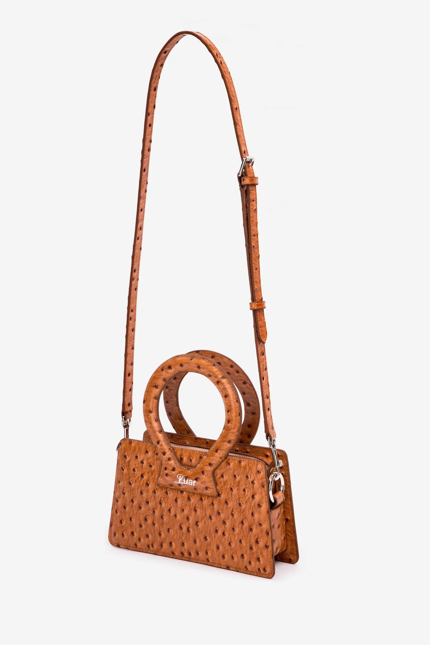 LUAR OSTRICH EMBOSSED SMALL ANA BAG