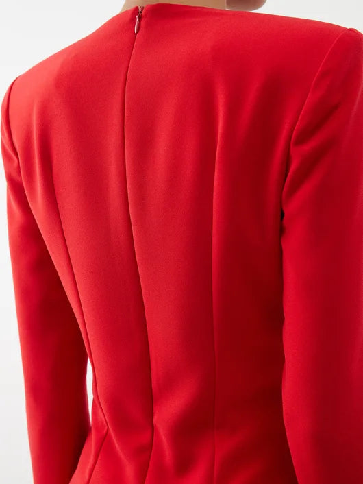 red monot dress MONOT Diamond Cutout Dress in Red