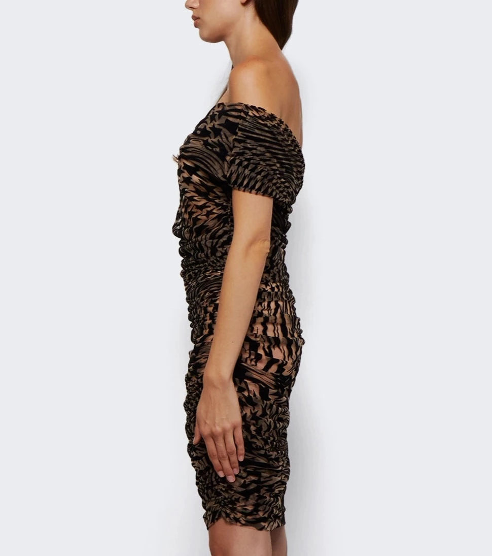mugler printed mesh dress Printed mesh cutout minidress in multicoloured - Mugler