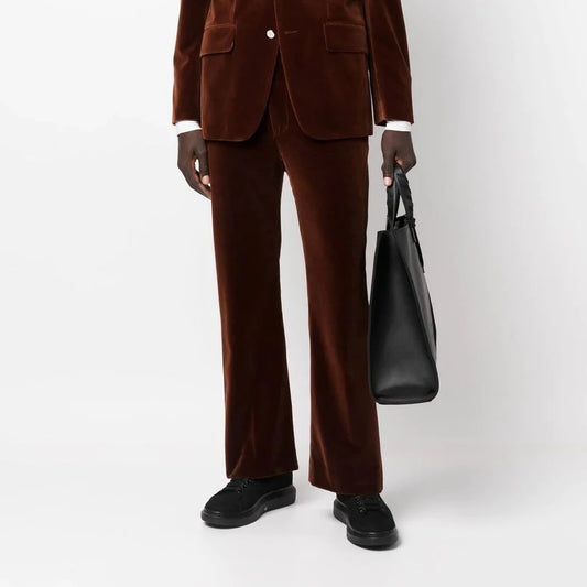 PALM ANGELS BROWN VELVET SUIT PANTS