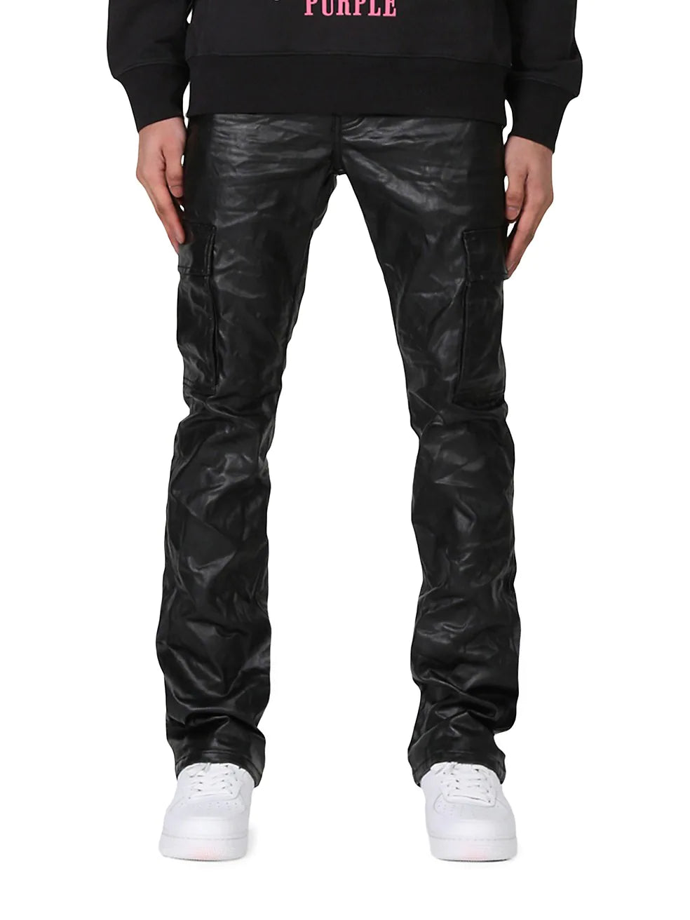 PURPLE BRAND CRINKLED FAUX LEATHER CARGO PANTS FOR RENT