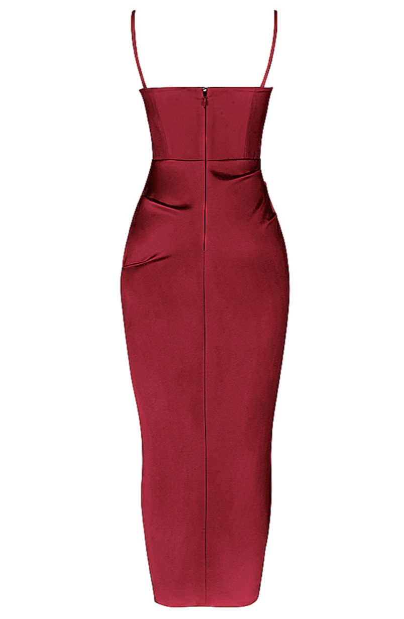 HOUSE OF CB FLORA SATIN PLEATED MIDI DRESS TheLuxeLend HOUSE OF CB FLORA SATIN PLEATED MIDI DRESS TheLuxeLend