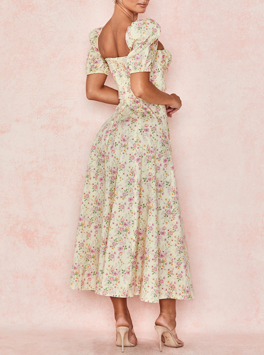 tallulah puff sleeve midi dress House of CB | Dresses | House Of Cb Tallulah Ivory Floral Puff Sleeve Midi Dress Xl