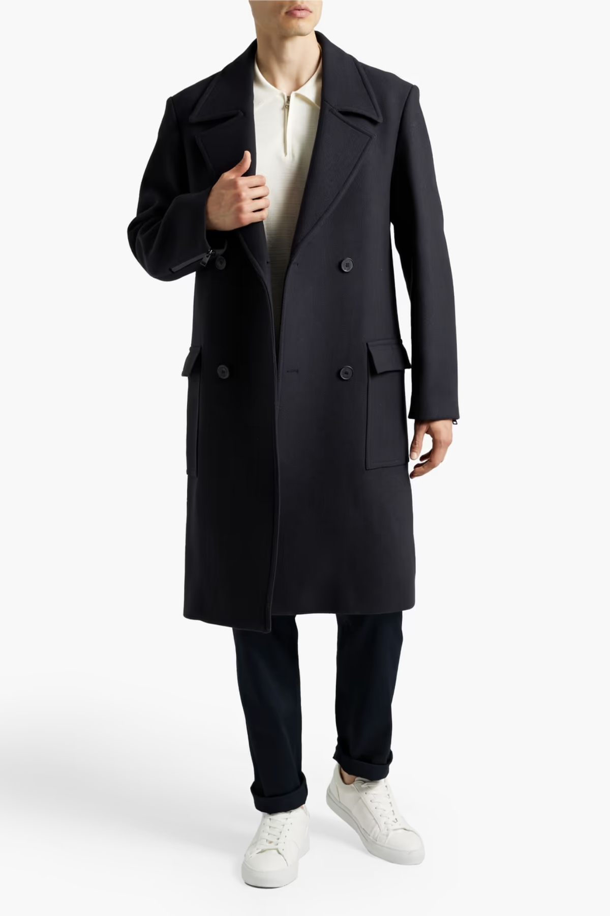 Oversized double-breasted wool coat