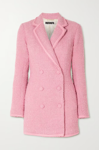 rotate pink blazer dress ROTATE BIRGER CHRISTENSEN Number 23 Wave-jacquard Blazer Dress in Pink