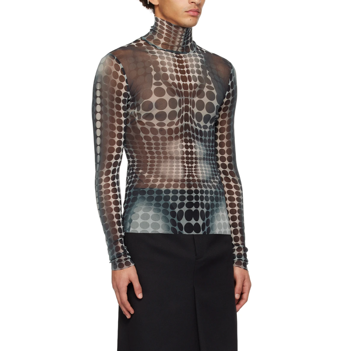 JEAN PAUL GAULTIER GRAY DOTS TURTLENECK