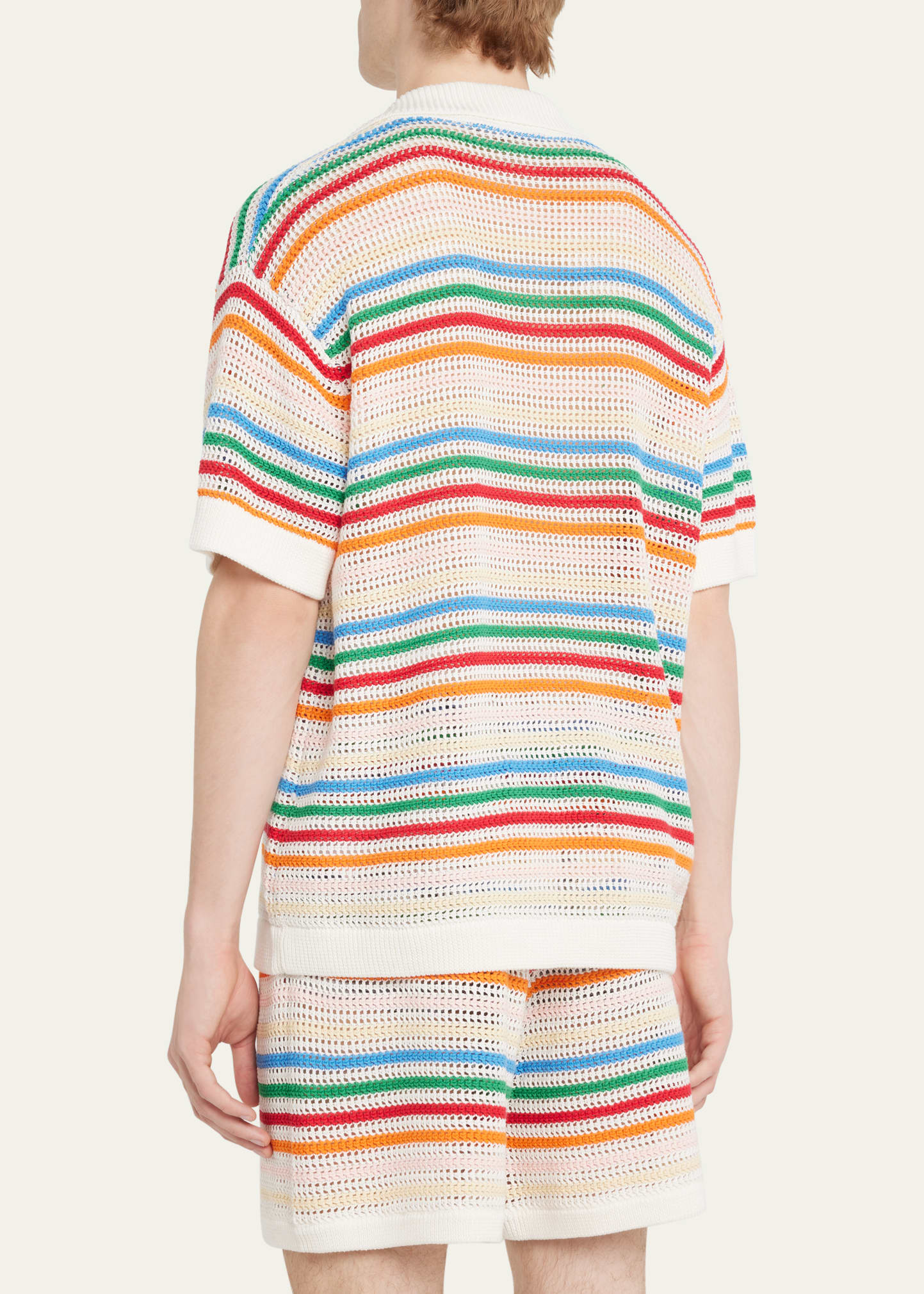 CASABLANCA STRIPED CROCHETED COTTON SHIRT