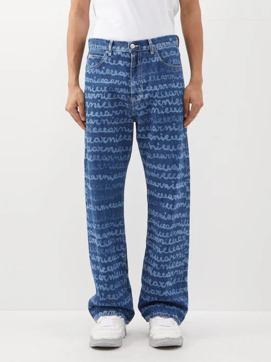 MARNI LOGO-PRINT RELAXED LEG JEANS